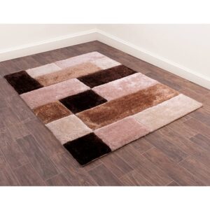 Blocks Polyester 80x150cm 3D Carved Rug In Natural